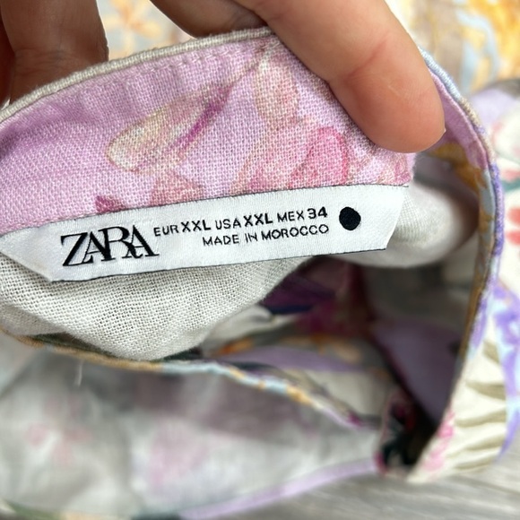 Zara 2725/119/330 floral patchwork linen blogger favorite shirt dress size XXL - Picture 10 of 10